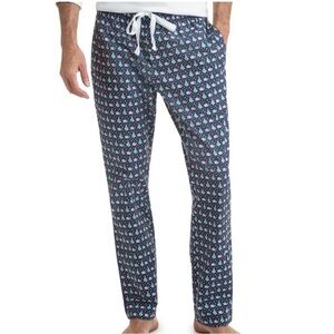 Vineyard Vines Santa Whale & Christmas Tree Pajama Lounge Pants Medium Deep Bay